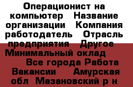 Операционист на компьютер › Название организации ­ Компания-работодатель › Отрасль предприятия ­ Другое › Минимальный оклад ­ 19 000 - Все города Работа » Вакансии   . Амурская обл.,Мазановский р-н